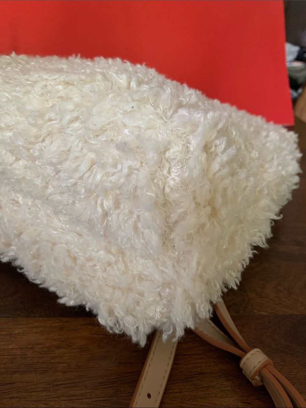 a new day Cream Shearling Backpack with Tan Handles - Picture 5 of 6